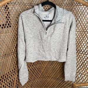 Hollister Women's Gray Cropped Hoodie